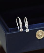 Load image into Gallery viewer, LUOWEND 18K White Gold Real Natural Diamond Hoop Earrings for Women