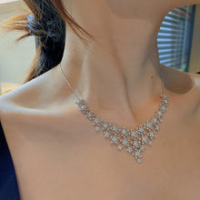 Load image into Gallery viewer, LUOWEND 18K White Gold Real Natural Diamond Necklace for Women