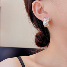 Load image into Gallery viewer, LUOWEND 18K Gold Real Natural Diamond Hoop Earrings for Women