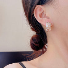 Load image into Gallery viewer, LUOWEND 18K Gold Real Natural Diamond Hoop Earrings for Women
