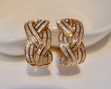 Load image into Gallery viewer, LUOWEND 18K Gold Real Natural Diamond Hoop Earrings for Women
