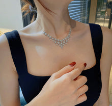 Load image into Gallery viewer, LUOWEND 18K White Gold Real Natural Diamond Necklace for Women