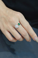 Load image into Gallery viewer, LUOWEND 18K White Gold Real Natural Emerald and Diamond Ring for Women