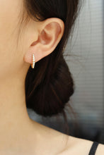 Load image into Gallery viewer, LUOWEND 18K White or Yellow Gold Real Natural Diamond Hoop Earrings for Women