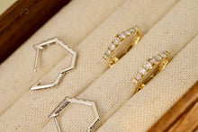 Load image into Gallery viewer, LUOWEND 18K White or Yellow Gold Real Natural Diamond Hoop Earrings for Women