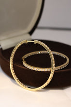 Load image into Gallery viewer, LUOWEND 18K Yellow Gold Real Natural Diamond Hoop Earrings for Women