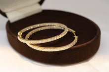 Load image into Gallery viewer, LUOWEND 18K Yellow Gold Real Natural Diamond Hoop Earrings for Women