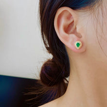 Load image into Gallery viewer, LUOWEND 18K Yellow Gold Real Natural Emerald Gemstone Earrings for Women