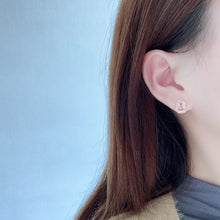Load image into Gallery viewer, LUOWEND 18K White and Rose Gold Real Natural Diamond Stud Earrings for Women