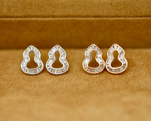 Load image into Gallery viewer, LUOWEND 18K White and Rose Gold Real Natural Diamond Stud Earrings for Women
