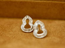 Load image into Gallery viewer, LUOWEND 18K White and Rose Gold Real Natural Diamond Stud Earrings for Women