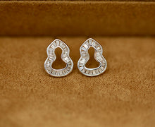 Load image into Gallery viewer, LUOWEND 18K White and Rose Gold Real Natural Diamond Stud Earrings for Women