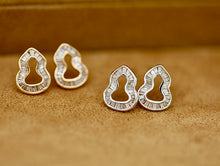 Load image into Gallery viewer, LUOWEND 18K White and Rose Gold Real Natural Diamond Stud Earrings for Women