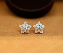 Load image into Gallery viewer, LUOWEND 18K White Gold Real Natural Diamond Stud Earrings for Women