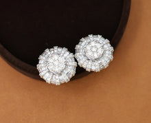 Load image into Gallery viewer, LUOWEND 18K White Gold Real Natural Diamond Stud Earrings for Women