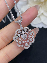 Load image into Gallery viewer, LUOWEND 18K White or Yellow Gold Real Natural Diamond Pendant Necklace for Women