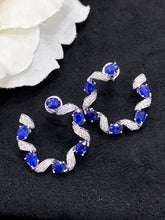 Load image into Gallery viewer, LUOWEND 18K White Gold Real Natural Sapphire Gemstone Earrings for Women