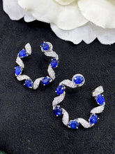 Load image into Gallery viewer, LUOWEND 18K White Gold Real Natural Sapphire Gemstone Earrings for Women