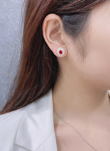 Load image into Gallery viewer, LUOWEND 18K White and Yellow Gold Real Natural Ruby Gemstone Earrings for Women