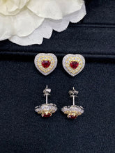 Load image into Gallery viewer, LUOWEND 18K White and Yellow Gold Real Natural Ruby Gemstone Earrings for Women