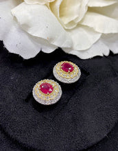 Load image into Gallery viewer, LUOWEND 18K White and Yellow Gold Real Natural Ruby Gemstone Earrings for Women