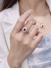 Load image into Gallery viewer, LUOWEND 18K White and Yellow Gold Real Natural Ruby Gemstone Ring for Women