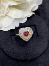 Load image into Gallery viewer, LUOWEND 18K White and Yellow Gold Real Natural Ruby Gemstone Ring for Women