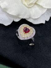 Load image into Gallery viewer, LUOWEND 18K White and Yellow Gold Real Natural Ruby Gemstone Ring for Women