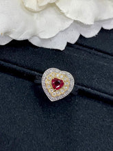 Load image into Gallery viewer, LUOWEND 18K White and Yellow Gold Real Natural Ruby Gemstone Ring for Women