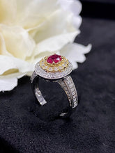 Load image into Gallery viewer, LUOWEND 18K White and Yellow Gold Real Natural Ruby Gemstone Ring for Women