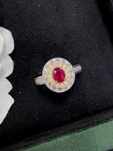 Load image into Gallery viewer, LUOWEND 18K White and Yellow Gold Real Natural Ruby Gemstone Ring for Women