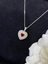 Load image into Gallery viewer, LUOWEND 18K White and Yellow Gold Real Natural Ruby Gemstone Necklace for Women
