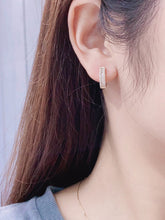 Load image into Gallery viewer, LUOWEND 18K Yellow Gold Real Natural Diamond Hoop Earrings for Women