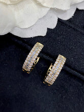 Load image into Gallery viewer, LUOWEND 18K Yellow Gold Real Natural Diamond Hoop Earrings for Women