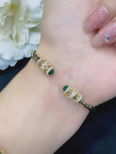 Load image into Gallery viewer, LUOWEND 18K Yellow Gold Real Natural Emerald Gemstone Bracelet for Women