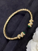 Load image into Gallery viewer, LUOWEND 18K Yellow Gold Real Natural Emerald Gemstone Bracelet for Women