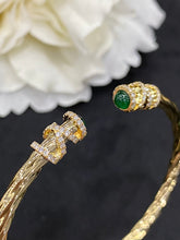 Load image into Gallery viewer, LUOWEND 18K Yellow Gold Real Natural Emerald Gemstone Bracelet for Women