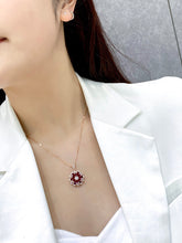 Load image into Gallery viewer, LUOWEND 18K Rose Gold Real Natural Ruby Gemstone Necklace for Women