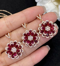 Load image into Gallery viewer, LUOWEND 18K Rose Gold Real Natural Ruby Gemstone Necklace for Women