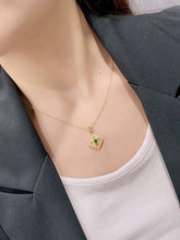 Load image into Gallery viewer, LUOWEND 18K Yellow Gold Real Natural Emerald Gemstone Necklace for Women
