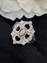 Load image into Gallery viewer, LUOWEND 18K White and Yellow Gold Real Natural Diamond Ring for Women