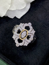 Load image into Gallery viewer, LUOWEND 18K White and Yellow Gold Real Natural Diamond Ring for Women