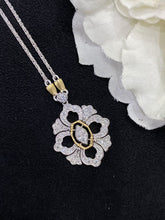Load image into Gallery viewer, LUOWEND 18K White and Yellow Gold Real Natural Diamond Pendant Necklace for Women
