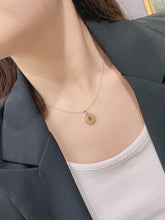 Load image into Gallery viewer, LUOWEND 18K Yellow Gold Real Natural Emerald Gemstone Necklace for Women