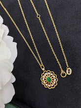 Load image into Gallery viewer, LUOWEND 18K Yellow Gold Real Natural Emerald Gemstone Necklace for Women