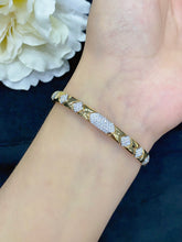 Load image into Gallery viewer, LUOWEND 18K White and Yellow Gold Real Natural Diamond Bracelet for Women