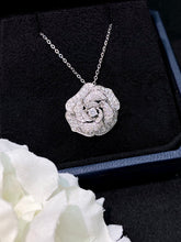 Load image into Gallery viewer, LUOWEND 18K White Gold Real Natural Diamond Pendant Necklace for Women