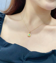 Load image into Gallery viewer, LUOWEND 18K Yellow Gold Real Natural Gemstone Pendant Necklace for Women