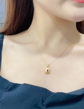 Load image into Gallery viewer, LUOWEND 18K Yellow Gold Real Natural Gemstone Pendant Necklace for Women