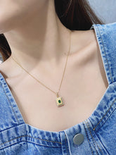 Load image into Gallery viewer, LUOWEND 18K Yellow Gold Real Natural Emerald Gemstone Necklace for Women